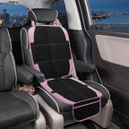 Child Car Seat Protector, 2 Pack with Mesh Pockets & Non-Slip Backing, 600D Durable (Pink, Standard)