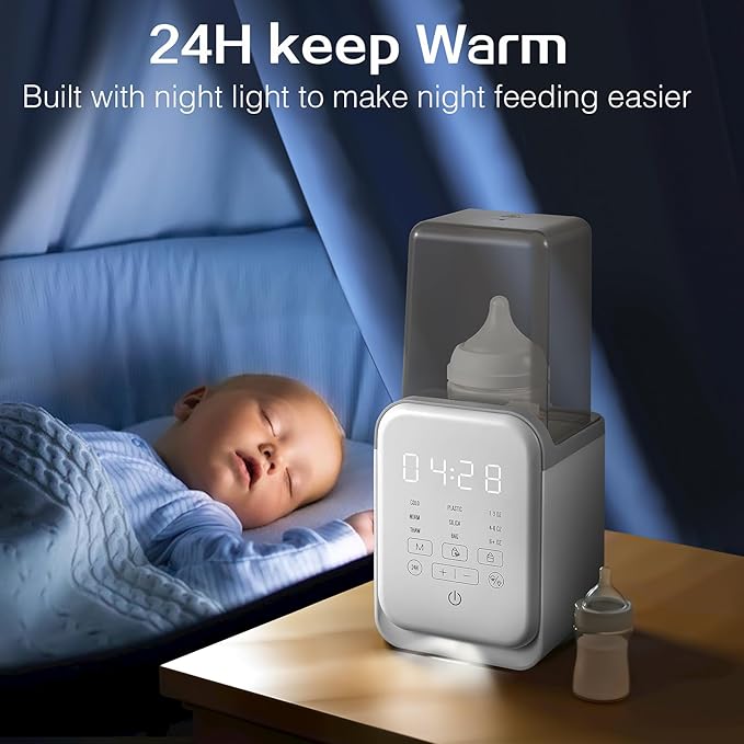 Bottle Warmer, 10-in-1 Fast Baby Bottle Warmer for Breastmilk & Formula, Baby Milk Warmer with Smart Temp Control and Night Light, Bottle Warmers for All Bottles