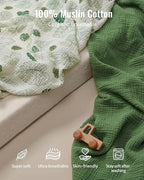 Blissful Diary Muslin Baby Changing Pad with Waterproof Lining Foam, Diaper Changing Table Pad with Cover for Dressers (Monstera, Avocado)