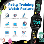 Potty Training Watch for Toddlers with Countdown, Magnetic Charging, Flashing Lights, Fun Music or Vibration Alerts - Waterproof Interactive Toilet Training Reminder for Boys & Girls Ages 2-9