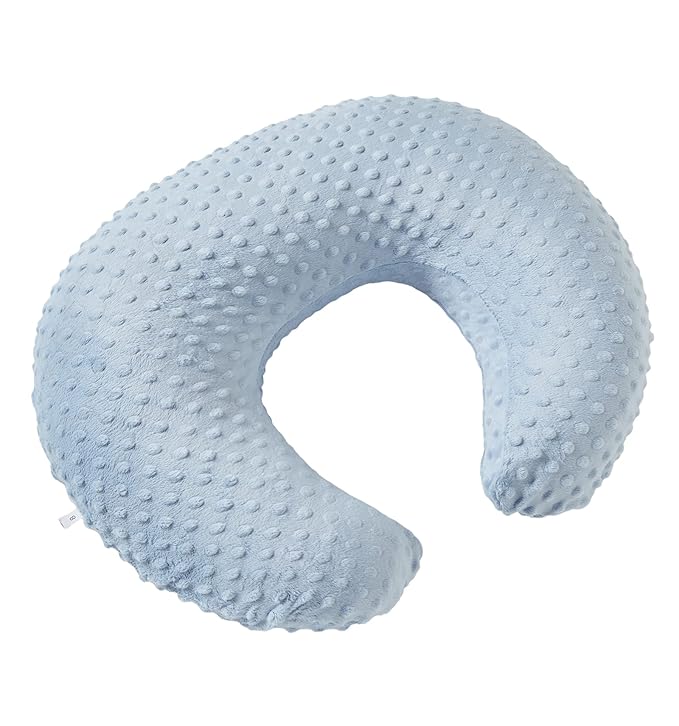 Nursing Pillow and Positioner with Cover for Breastfeeding and Bottle Feeding, Propping Baby, Tummy Time, Baby Sitting Support, Awake-Time Support (Blue, 22" x 17.7" x 5.9")