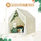 Wilwolfer Kid Tent with Mat, Star Lights - Kids Play Tents for Toddlers Kids Tents Indoor Playhouse - Princess Tent for Girls Toy House Gift (Beige with Mesh)