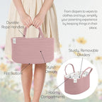 KiddyCare Diaper Caddy Nappy Organiser Changing Basket (Pink)