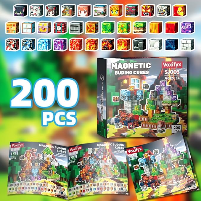 Magnetic Blocks-200PCS Magnetic Building Blocks Set, Kids Classroom Sensory Toy SJ003