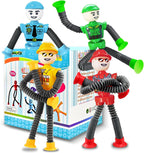 Easter Basket Stuffer Gift for Toddlers Kids Robot Sensory Travel Toys 4Pcs for Boy Year Old Ages 3 4 5 6 7 8 9, Airplane Travel Activities Suction Autistic Valentine Pop Tube Autism Fidget Toys