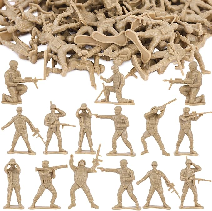 3 Otters 100PCS Army Men Toy Soldiers, Army Men Playset Plastic Soldier Figures Multiple Poses for Boys Birthday Gift Yellow