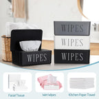 3 Pack Baby Wipes Dispenser Holder Wipe Container for Bathroom with Lid Toilet Tissue Paper Storage Refillable Box for Home Office Cars(Small,Black, White, Gray)