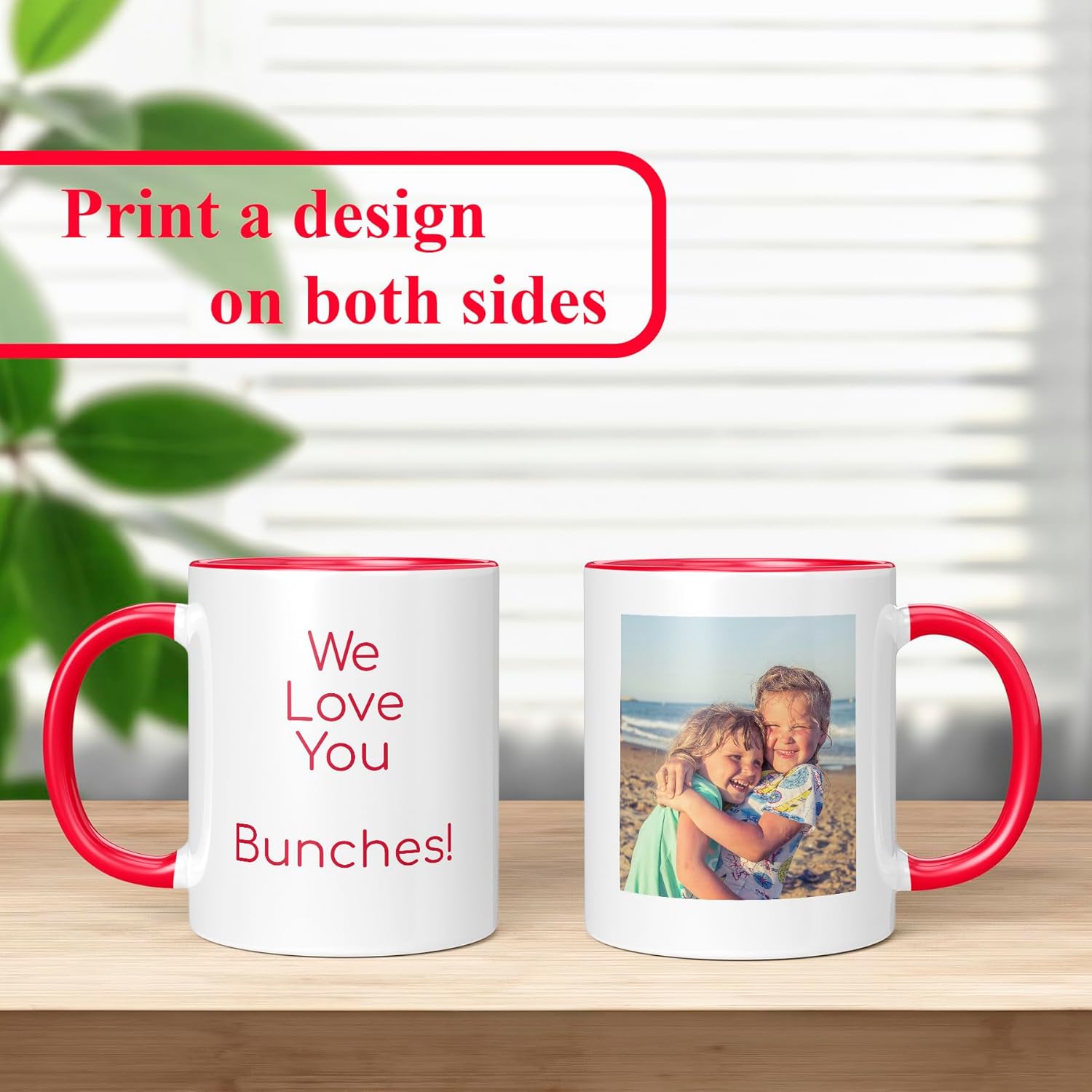 Personalized Mother's Day Coffee Mug, Custom Mum Photo Text 11 Oz Ceramic Mug, Customized Mom Gift Idea Picture Name Cup, Taza Cafe Personalizadas Fotos, Cute Gifts Mom Women Dad Men, Red