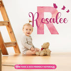 Custom Stickers Name Wall Decor I Personalized Name Sign for Room Decor | Multiple Custom Name & Initial I Decal for Baby Girl Nursery Decor I Nursery Wall Decal for Baby (C. Pink Sky)