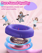 Tronsmart KH01 Kids Headphones - Foldable Over-Ear With Safety Volume 85/93dB, HD Stereo, 3.5mm Jack for Boys/Girls/School/Kindle/Travel/Tablets (Pink)