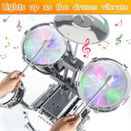 Kids Drum Set for Toddlers 1-3, Upgraded Jazz Drum Set for Kids, Musical Instrument Toys & Lights & All Plastic, Percussion Beginner kit for Boys Girls Toddlers Aged 3-5 5-7