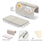 Bath Kneeler with Elbow Rest Pad Set, 1.75 inch Thick Kneeling Pad and Elbow Support for Knee Arm Support, Large Bathtub Kneeling Mat with Toy Organizer for Happy Baby Bathing Time, Beige