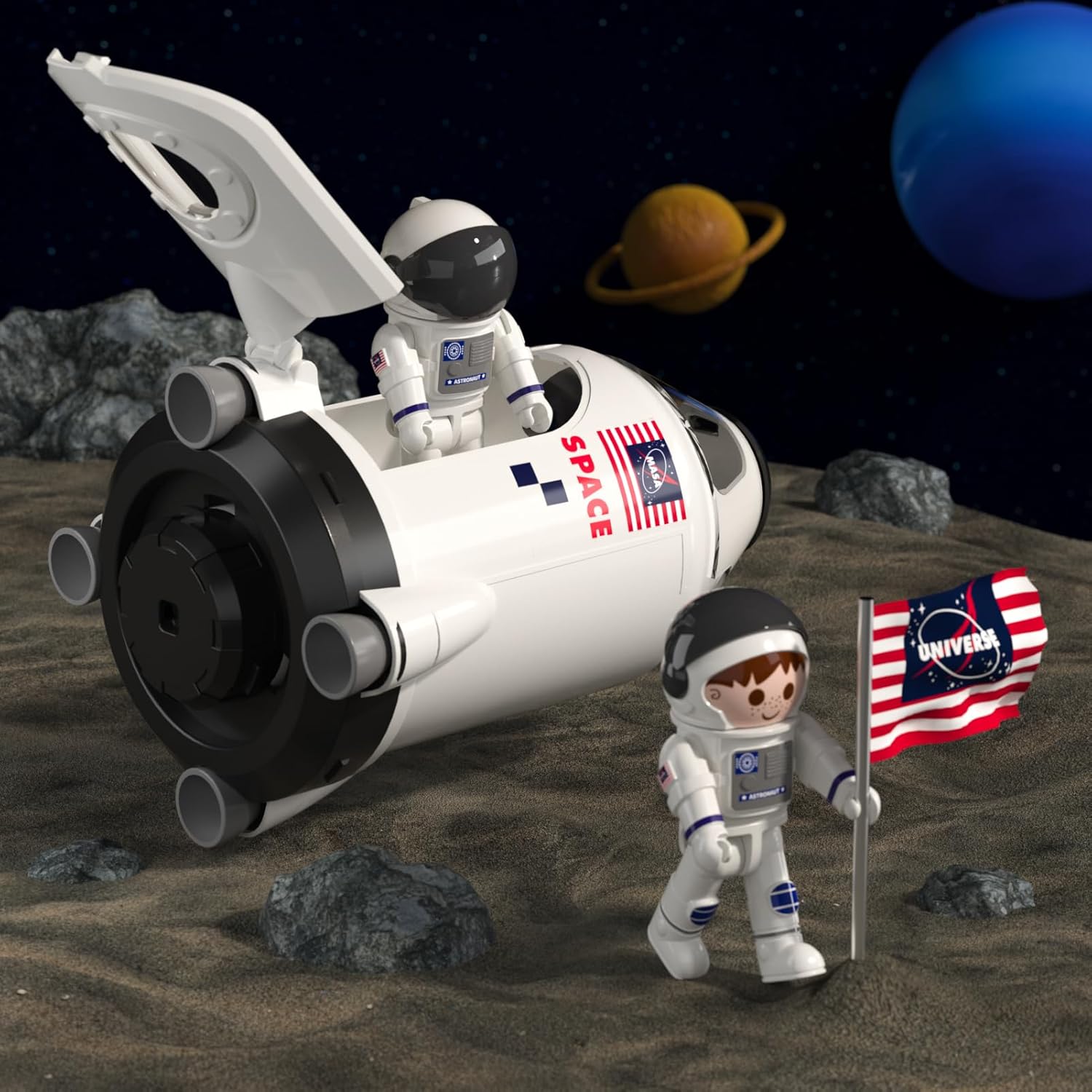 Space Shuttle Rocket Ship Toys for Kids Boys Age 3 4 5 6 7 8 9 Years Old, 5-in-1 STEM Science Educational Aerospace Toys with 2 Astronauts Figures, Projection Lamp, Space Toy Gift Birthday Christmas