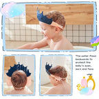 Baby Shower Cap Shield, Shower Cap for Kids, Visor Hat for Eye and Ear Protection for 0-9 Years Old Children, Cute Crown Shape Makes The Baby Bath More Fun(Blue)