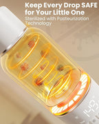 Portable Bottle Warmer for Travel, 2.5 Min Fast Heating for Breast Milk and Formula, Portable Milk Warmer with 10400mAh Long Battery, 17oz Large Capacity, Fast Charging Baby Bottle Warmer