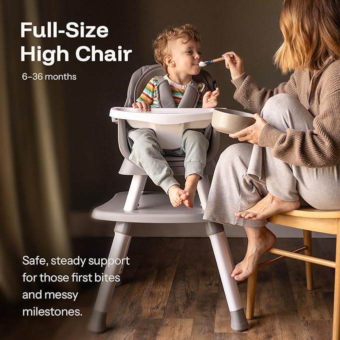 HARPPA 6 in 1 Baby High Chair, Convertible Infant Feeding Chair for Babies & Toddlers Table, Dining Booster Seat with Removable Tray, Grey