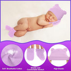 Cuffbow 4 Pcs Preemie Hats Mittens and Socks Set Preemie Mittens Warm Terry Socks for Baby