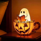Cute Pumpkin Ghost Reading Book Lamp, USB Cute Spooky Night Light - Halloween Decor, Light Up Pumpkin Ghost Nightlight for Bathroom, Reading, Kids Room Gift