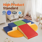 6-Piece Soft PU Leather Toddlers Climbing Toys, Baby Foam Climbing Blocks for Toddlers, Foam Play Gym Climber Structures for Toddler 3, Indoor Climb and Crawl Activity Play Set