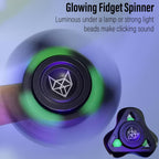 Freelove Upgraded Fox Tri 1.8'' Fidget Spinner with Steel Beads, Luminous Metal Spinners Toys for Adults, Premium Bearing 2~4 Min, Autism Sensory ADHD Anxiety Focus Meditation, Aluminum Alloy, Black
