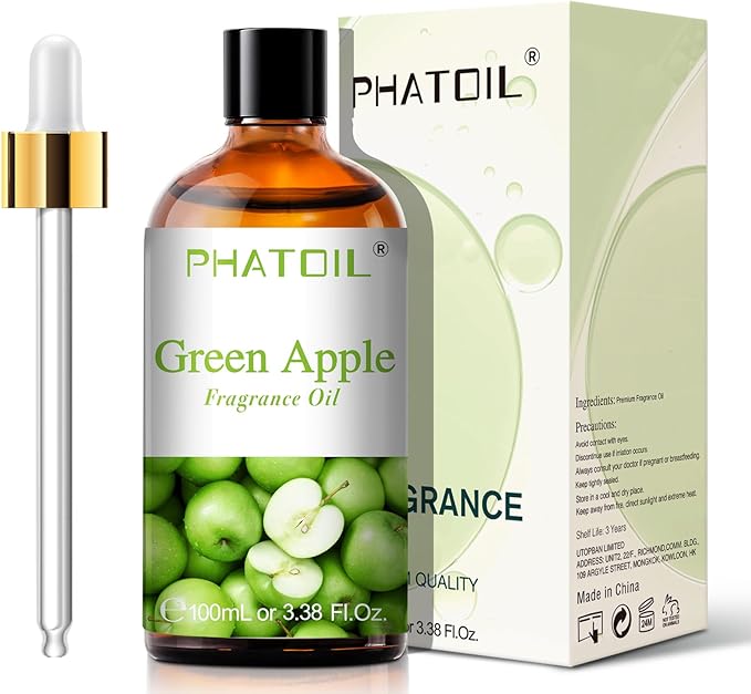 PHATOIL 3.38FL.OZ Green Apple Fragrance Oils for Aromatherapy, Essential Oils for Diffusers for Home, Perfect for Diffuser, Yoga, DIY Candle and Soap Making - 100ml