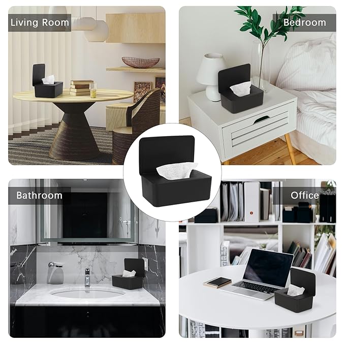 Diaper Wipes Dispenser Wipes Holder, Wipes Tissue Case Keeps Wipes Fresh Tissue Wipes Container with Lid (Black)