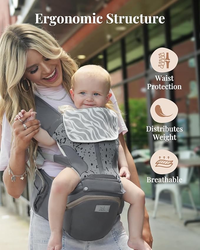 Baby Carrier Pro, MOMTORY Safety-Certified 6-in-1 Ultra Storage Baby Carrier Newborn to Toddler, Detachable Baby Holder Carrier with Hip Seat, Ergonomic Cozy Baby Front and Back Carrier for 7-50lbs