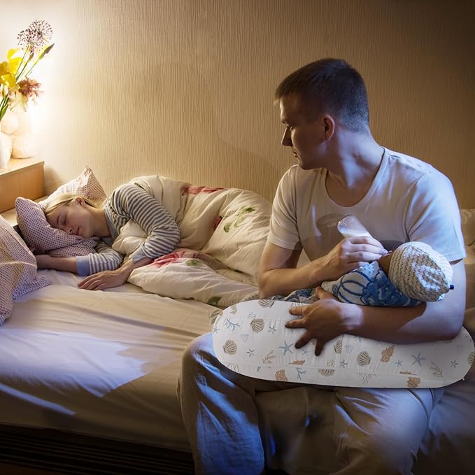 Little Grape Land Nursing Pillow for Infants, Breastfeeding Pillows, Baby Support Pillow for Nursing, Bottle Feeding, Tummy Time with Machine Washable Cover & Breathable Filling, Shell