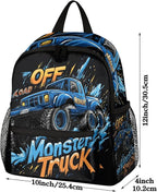 Toddler Backpack for Boys Girls - 12 Inch Monster Car Trucks Kids Backpack Preschool Kindergarten Backpack Lightweight Waterproof Schoolbag Book Bag for School