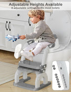 Potty Training Seat with Step Stool Ladder, Potty Training Toilet Seat with Soft Seat Splash Guard, Adjustable Height, 2 in 1 Potty Seats for Toddlers Kids Boys Girls