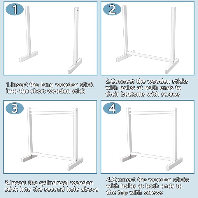 Civaner 11 Pcs Doll Garment Rack with Wooden Clothes Hanger for 18 Inch Girl Doll Clothes Mini Hangers Wardrobe Furniture Accessories for Dollhouse Baby Shower Supplies (White)