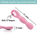 PrimaStella Silicone Chew Spoon Set for Babies and Toddlers - Safety Tested - BPA Free - Microwave, Dishwasher and Freezer Safe - Rosy Shades