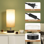Small Table Lamp for Bedroom Set of 2 - Bedside Lamps for Night Stands, Minimalist Nightstand Light Lamp, Desk Lamps for Reading Room, Kids Room, Living Room, Office, Dorm