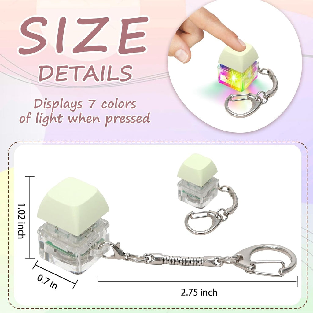 Keyboard Fidget Toys for Adults Keyboard Clicker with LED Light Keychain Fidget Sensory Fun Toys for Anxiety Decompression (Green, 1P)