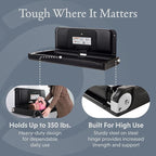 Foundations Ultra Horizontal Wall Mounted Baby Diaper Changing Station, Oversized Changing Surface, Plastic with Heavy Duty Stainless Steel Hinge - Black (200-EH-02)