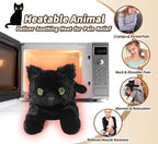 Black Cat Stuffed Animals, Microwavable Stuffed Animal Adorable Fluffy Cat Plush for Warmth & Comfort, Heatable Coolable Lavender Scent Cat Toy, Cute Soft Plushies Cat Gifts for Kids Boy Girls & Adult