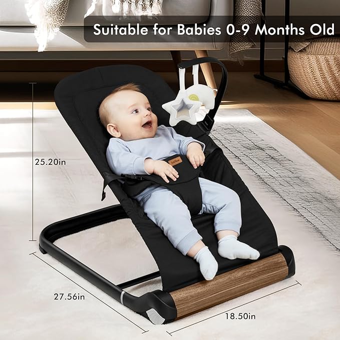 Baby Bouncer Chair - Comfortable Support for Your Little One's Blissful Moments (Normal, Black)