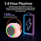 YF96 Mini Karaoke Machine for Kids - Built-in Phone Holder, Portable KTV Microphone Speaker, 7 Fun Sound Effects, Bluetooth, Type-C Charging, Perfect for Family Singing Pink