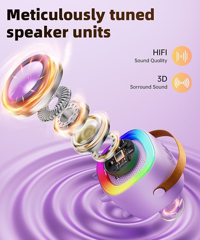 Mini Karaoke Machine Speaker for Kids Adults, Portable Bluetooth with 1 Wireless Microphones, Children's Day Birthday Gift Ideas for Toys for Teens Boys and Girls Aged 4, 5, 6, 7, 8, 9, 10, 11, 12+