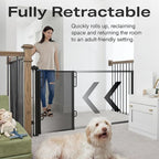 Cumbor 76" Extra Wide Retractable Gates for Stairs, Mesh Dog Gate for The House, 34" Tall Extra Wide Pet Gate for Dogs, Long Safety Gates for Doorways, Hallways, Indoor/Outdoor(Black)