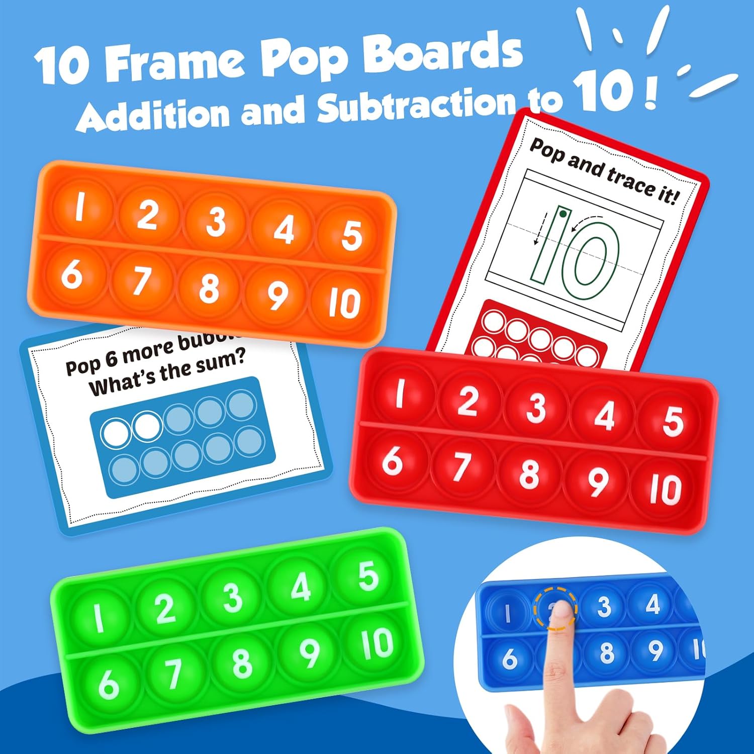 Ten-Frame Math Manipulative for Elementary,Counting Number Math Games, Montessori Educational Toy for Kindergarten Classroom Kids 3 4 5 Year Old (Upgraded Version for 20 Task Cards)