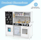 HONEY JOY Kids Kitchen Playset, Wooden Little Chef Pretend Toy Kitchen Set w/Chalkboard, Telephone, Utensils, Oven, Microwave, Sink, Storage, Play Kitchen for Toddlers Boys Girls, White Golden