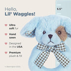 Bearington Baby Lil' Waggles, 5.5 Inch Blue Puppy Dog Plush Stuffed Animal, Soft Baby Boy Rattle - Newborn Boy Toys - Newborn Rattle