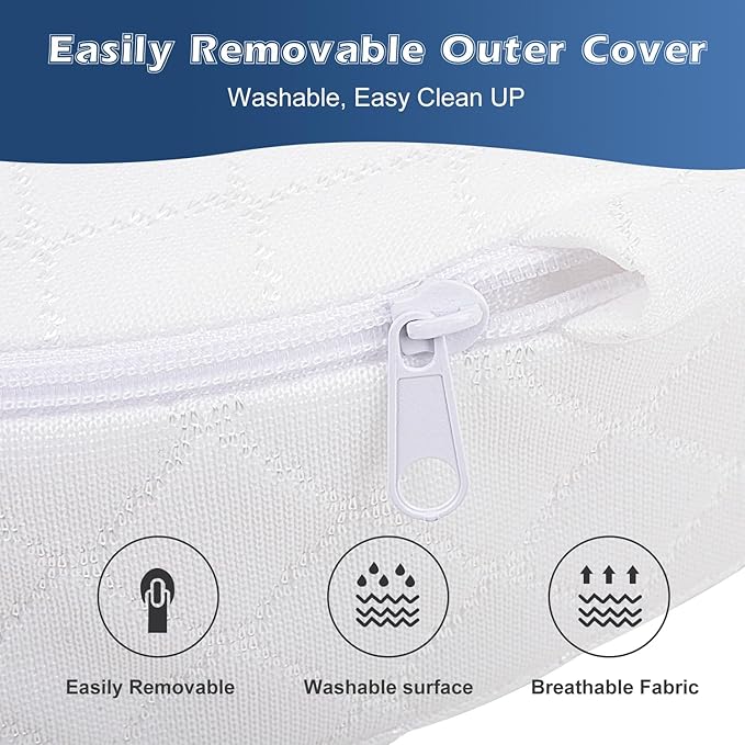 Baby Wedge Pillow for Newborn, Incline, Waterproof, Pregnancy Wedge, Premium Foam with Removable Cover, 15 x 12 x 2.6 inches