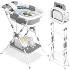 AVIDOR 2-in-1 Baby Bathtub with Stand for Newborn and Infants, Foldable Baby Bath Tub, Baby Shower Gifts for New Parents