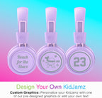 MEE audio KidJamz KJ55BT Personalized Bluetooth Wireless Safe Listening Headphones for Kids w/Custom LED-Backlit Design, Volume Limiter, Mic; Kids Headset for School/iPhone/iPad/Tablet (Lavender)