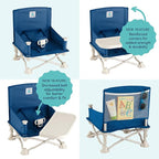 Hiccapop OmniBoost Travel Booster Seat with Tray for Baby | Folding Portable Baby Booster Seat for Dining Table, Camping, Beach, Grandma’s | Tip-Free Design Straps to Kitchen Chairs - Booster Chair