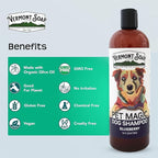 VERMONT SOAP Organics Pet Shampoo - Infused with Organic & Natural Olive Oil, Coconut & Aloe Vera Dog Shampoo for Sensitive Skin - USDA Certified Grooming Pet Shampoo - Blueberry (16oz)