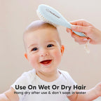 Wooden Baby Hair Brush - Cradle Cap Baby Brush with Soft Goat Bristles, Perfect Gentle Scalp Newborn Comb for Infant, Girls, Boys, Bath Essentials(Frost, Oval)