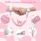 Dr.meter 3 in 1 Toddler Harness Leash + 8.2ft Anti Lost Wrist Link, Cute Dinosaur Kids Anti Lost Leash with Key Lock, Child Walking Harness for Parent Boys Girls Keep Kids Close, Travel Essensials